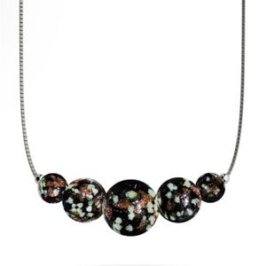 New Nogu Obsidian | .925 Sterling Silver | Firefly Glass Infinity Clasp Necklace